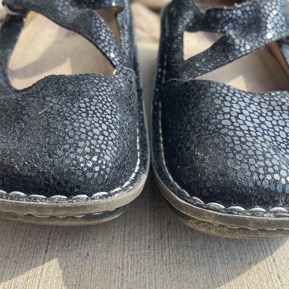 Alegria Dayna DAY561 Mary Jane Comfort Shoe Black Shimmer Leather EU 37 US 7-7.5 - Picture 2 of 8